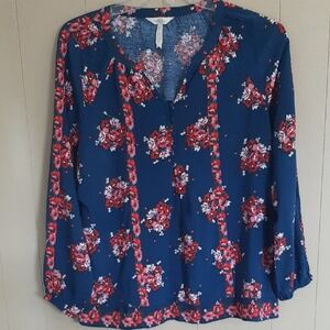Matilda Jane Women's S Dark Navy Blue Blouse With Floral Print